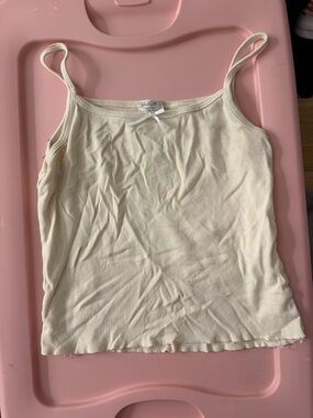 Brandy Melville Cream Ribbed Spaghetti Strap Cami